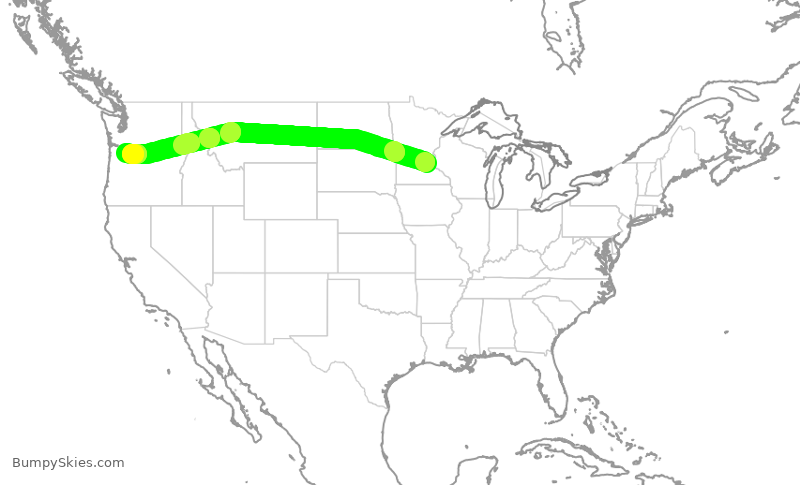 Turbulence forecast map for DAL2167, MSP to PDX