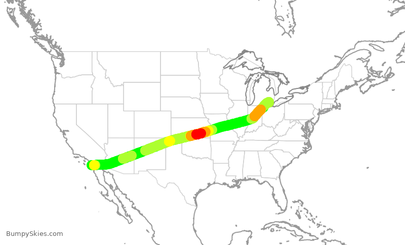 Turbulence forecast map for DAL2172, SAN to DTW