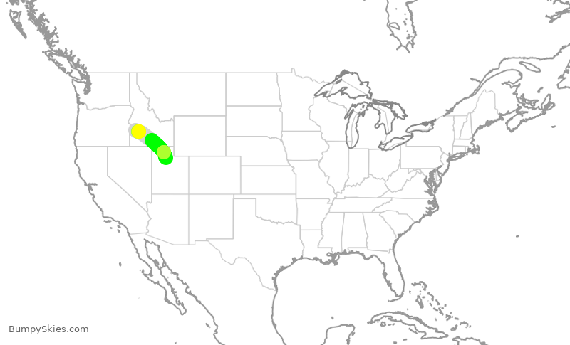 Turbulence forecast map for DAL2173, BOI to SLC