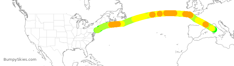 Turbulence forecast map for DAL217, OLB to JFK
