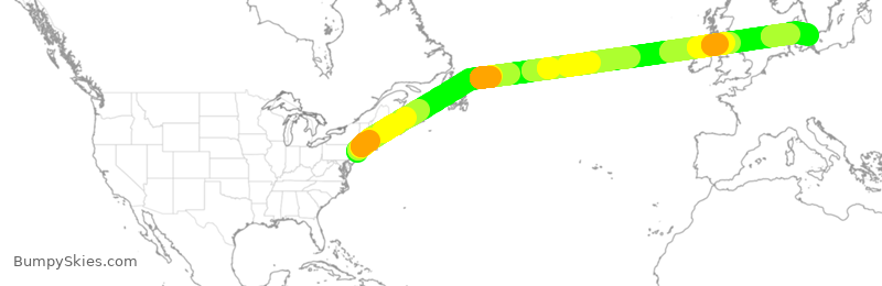 Turbulence forecast map for DAL218, JFK to CPH
