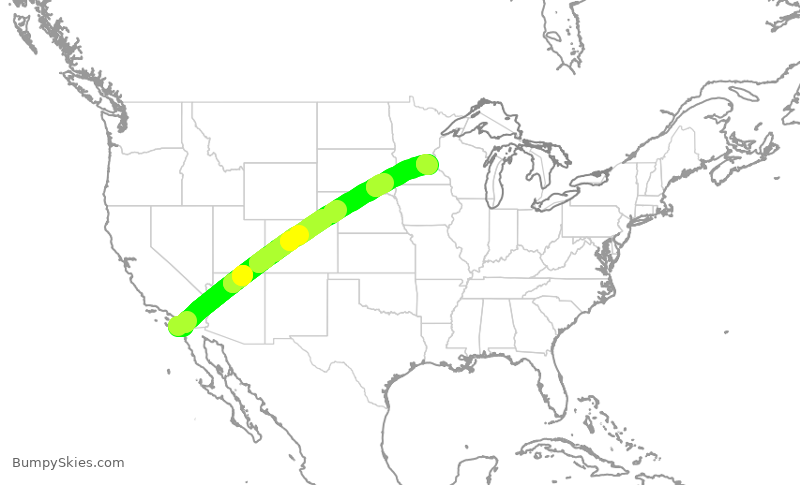 Turbulence forecast map for DAL2191, SAN to MSP