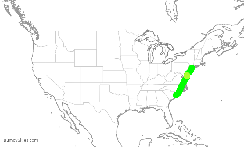 Turbulence forecast map for DAL2194, LGA to MYR
