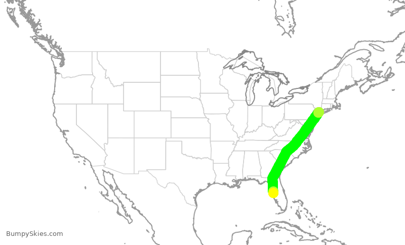 Turbulence forecast map for DAL2195, TPA to LGA
