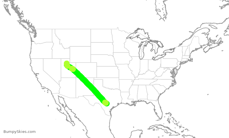Turbulence forecast map for DAL2199, SLC to SAT