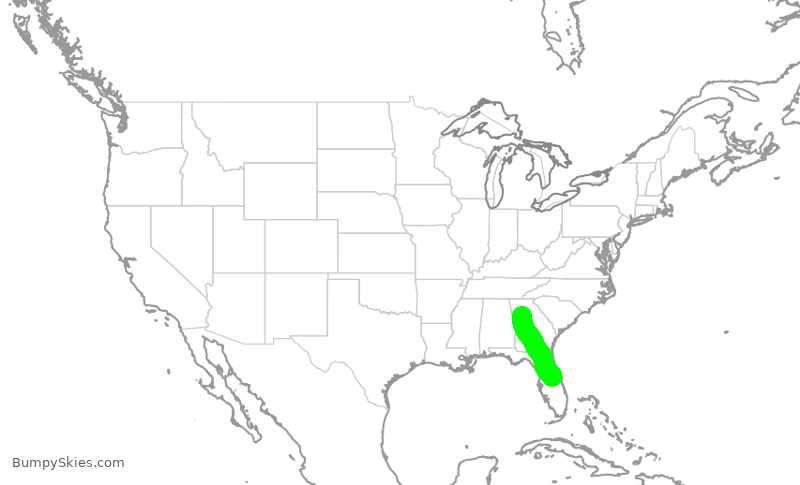 Turbulence forecast map for DAL2204, ATL to MCO