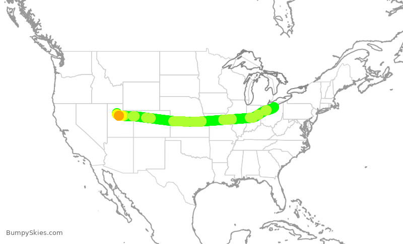 Turbulence forecast map for DAL2207, CLE to SLC