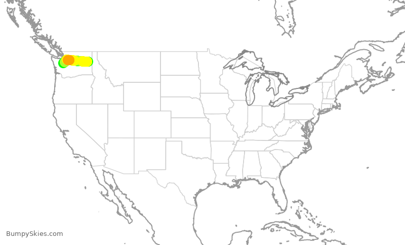 Turbulence forecast map for DAL2218, GEG to SEA