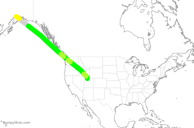 Turbulence forecast map for DAL2223, ANC to SLC
