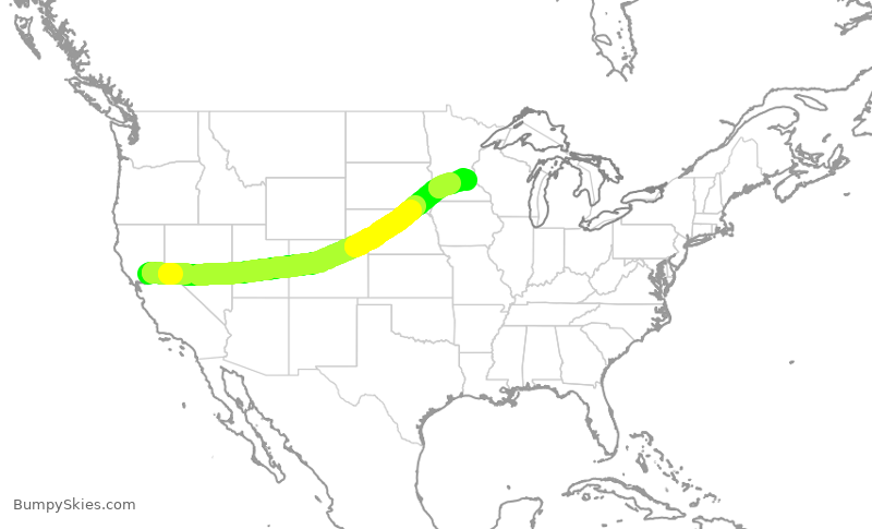 Turbulence forecast map for DAL2229, SMF to MSP