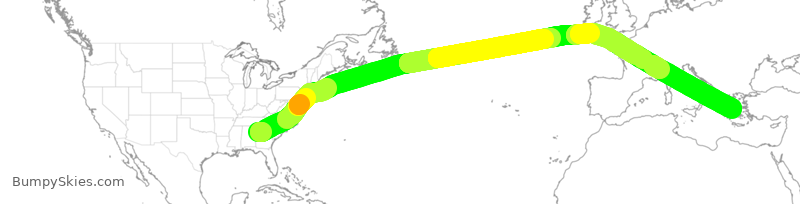 Turbulence forecast map for DAL222, ATL to ATH