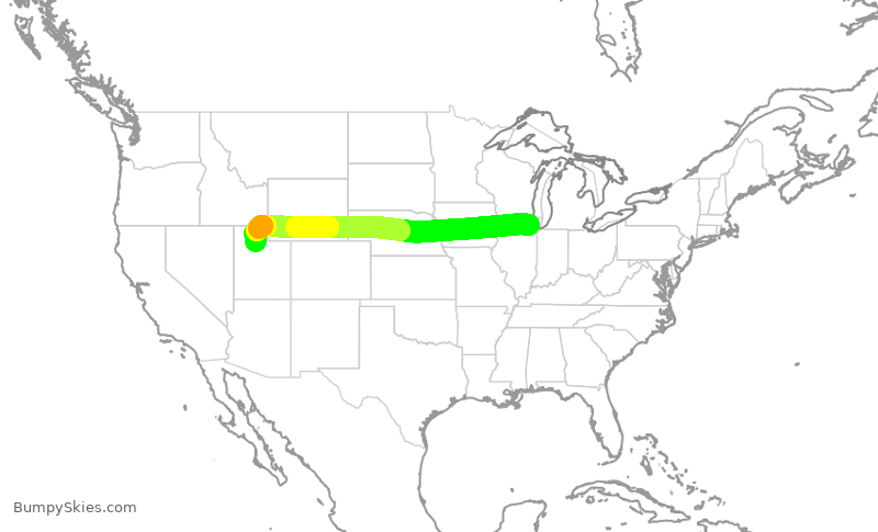 Turbulence forecast map for DAL2231, ORD to SLC