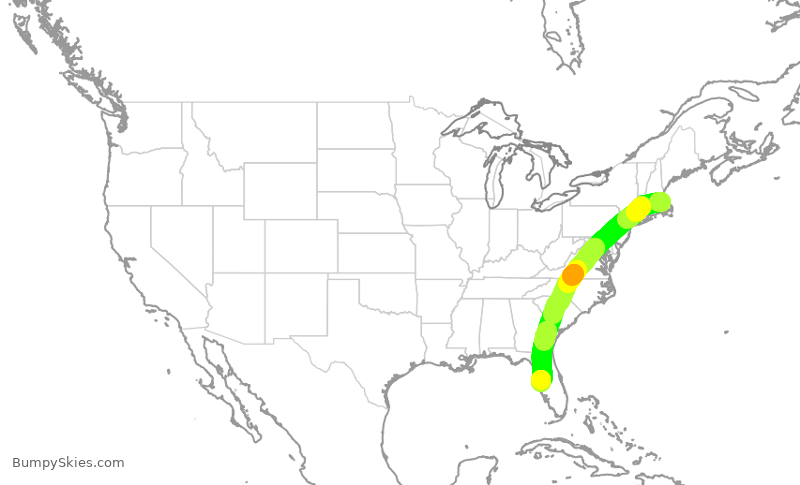 Turbulence forecast map for DAL2234, BOS to TPA