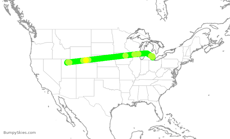 Turbulence forecast map for DAL2236, SLC to DTW