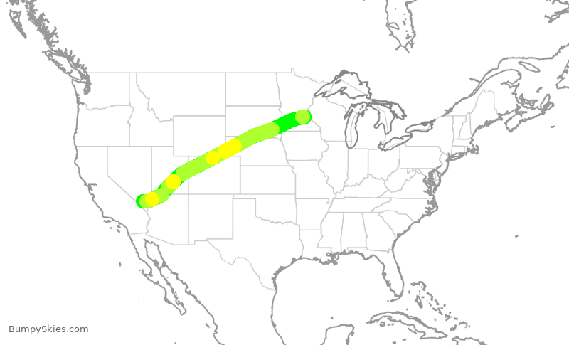 Turbulence forecast map for DAL2238, LAS to MSP