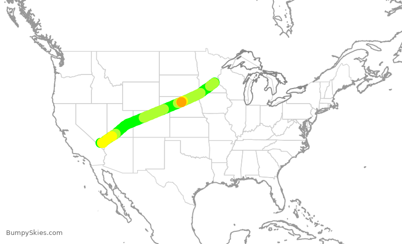 Turbulence forecast map for DAL2238, MSP to LAS