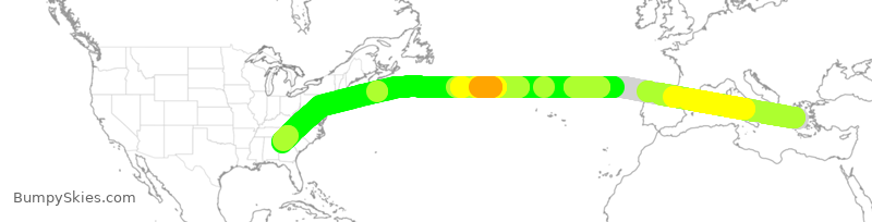Turbulence forecast map for DAL223, GAV to ATL