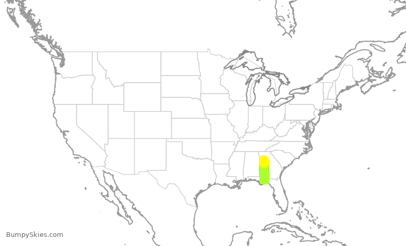 Turbulence forecast map for DAL2241, ATL to TLH