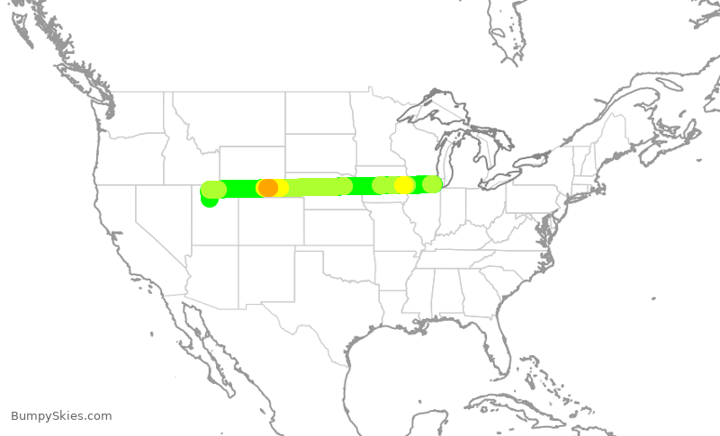 Turbulence forecast map for DAL2242, ORD to SLC