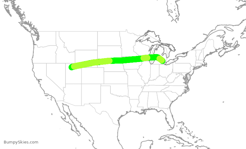 Turbulence forecast map for DAL2244, SLC to DTW