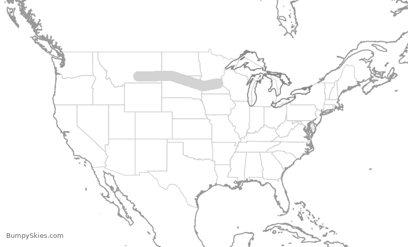 Turbulence forecast map for DAL2254, BIL to MSP