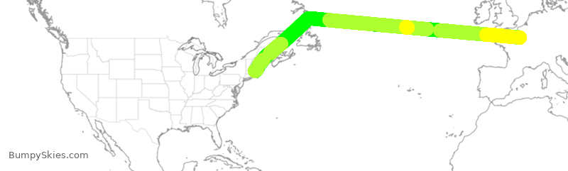 Turbulence forecast map for DAL225, FPG to BOS