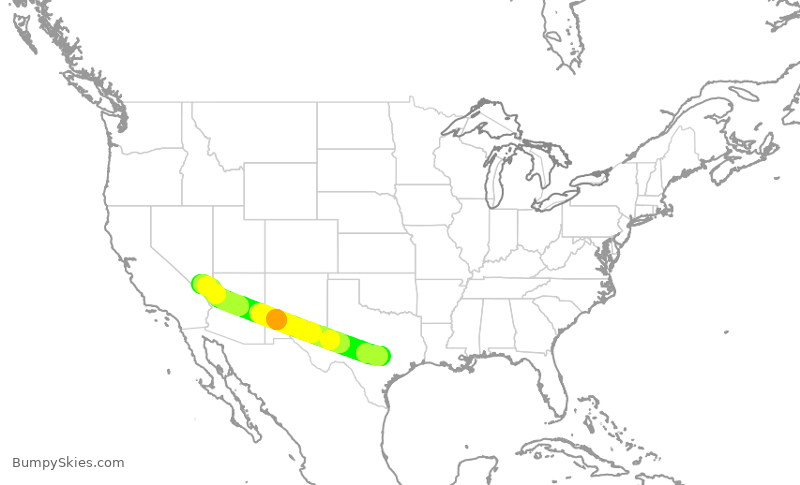 Turbulence forecast map for DAL2260, AUS to LAS
