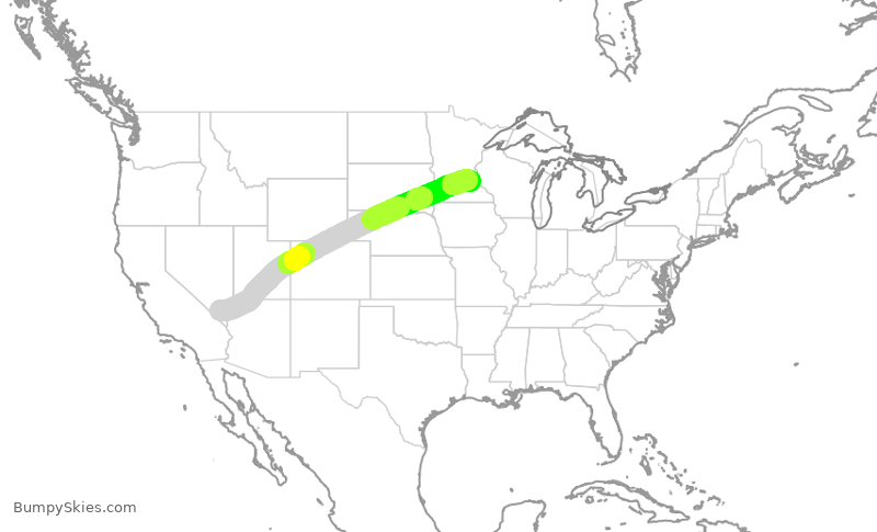 Turbulence forecast map for DAL2261, LAS to MSP