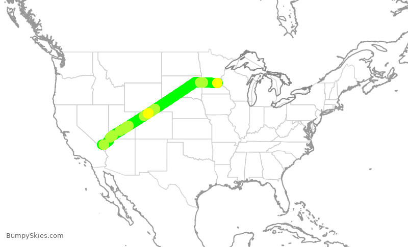Turbulence forecast map for DAL2262, MSP to LAS