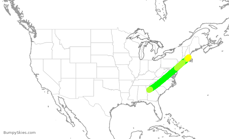 Turbulence forecast map for DAL2269, ATL to BOS