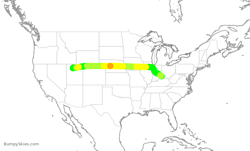Turbulence forecast map for DAL2273, SLC to CVG