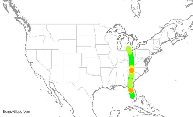 Turbulence forecast map for DAL2277, RSW to DTW