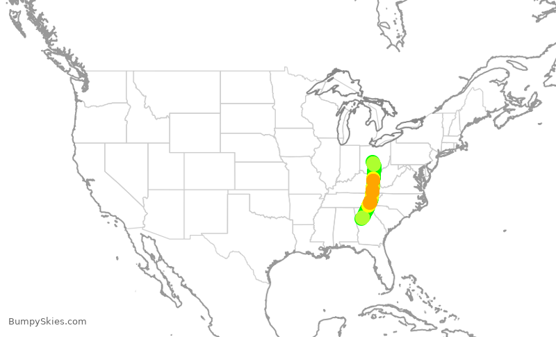 Turbulence forecast map for DAL2280, CMH to ATL