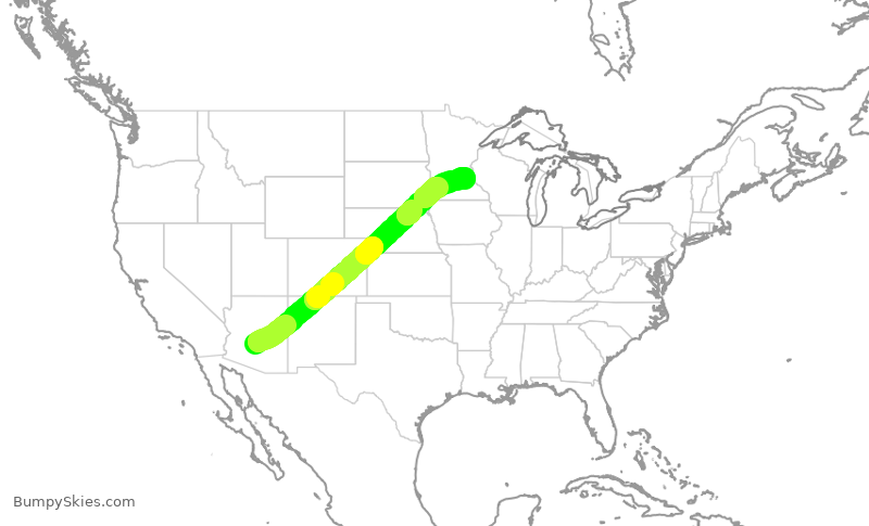 Turbulence forecast map for DAL2285, PHX to MSP