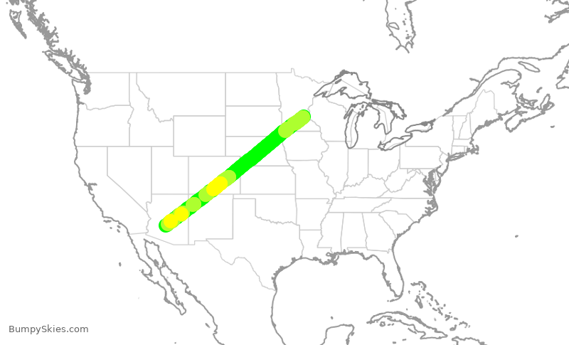 Turbulence forecast map for DAL2287, MSP to PHX