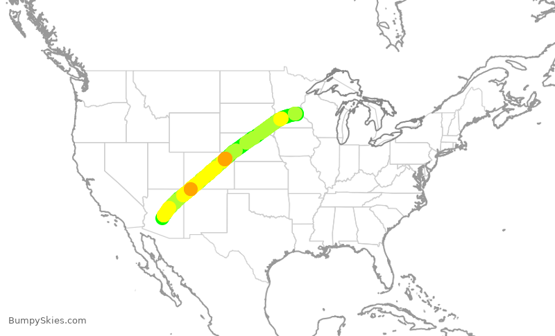 Turbulence forecast map for DAL2287, PHX to MSP
