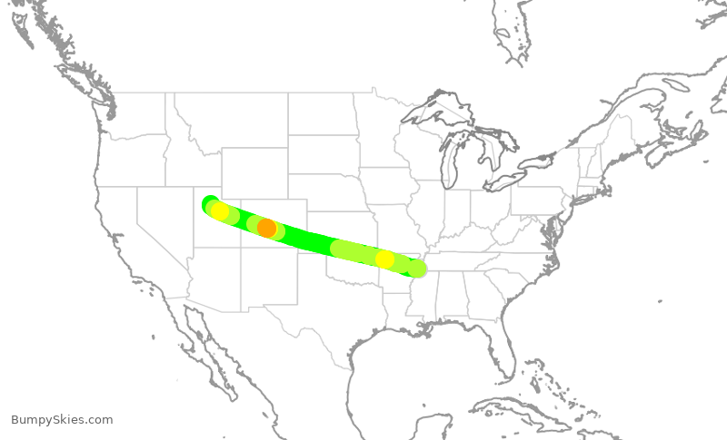 Turbulence forecast map for DAL2290, MEM to SLC