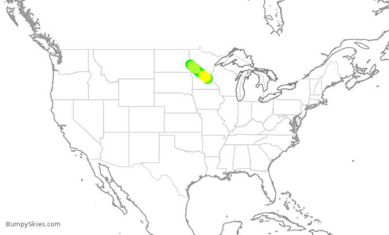Turbulence forecast map for DAL2295, MSP to FAR
