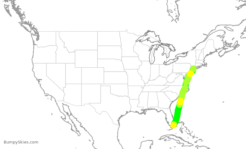 Turbulence forecast map for DAL2300, LGA to MIA