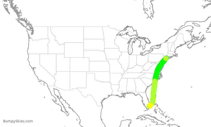 Turbulence forecast map for DAL2304, FLL to LGA