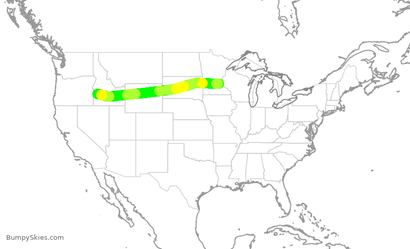 Turbulence forecast map for DAL2304, MSP to BOI