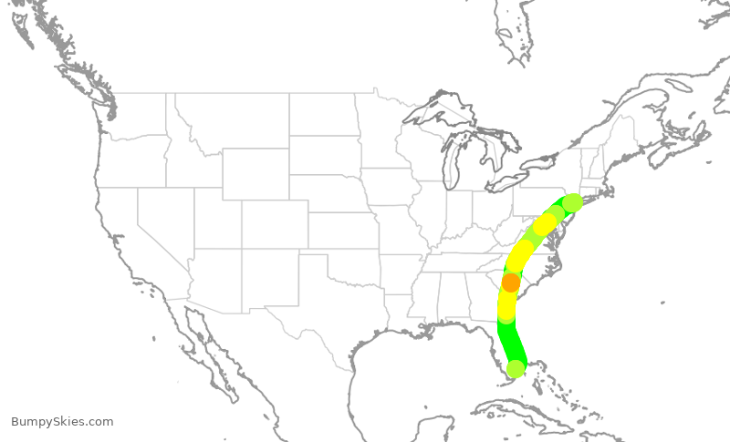 Turbulence forecast map for DAL2308, LGA to FLL