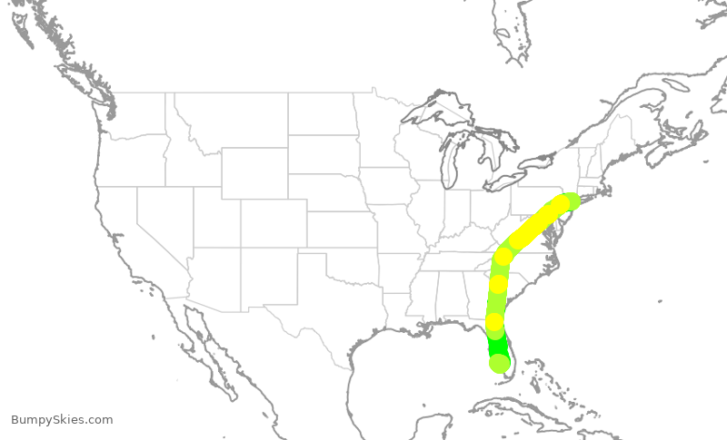 Turbulence forecast map for DAL2310, LGA to RSW