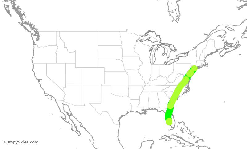 Turbulence forecast map for DAL2310, RSW to LGA