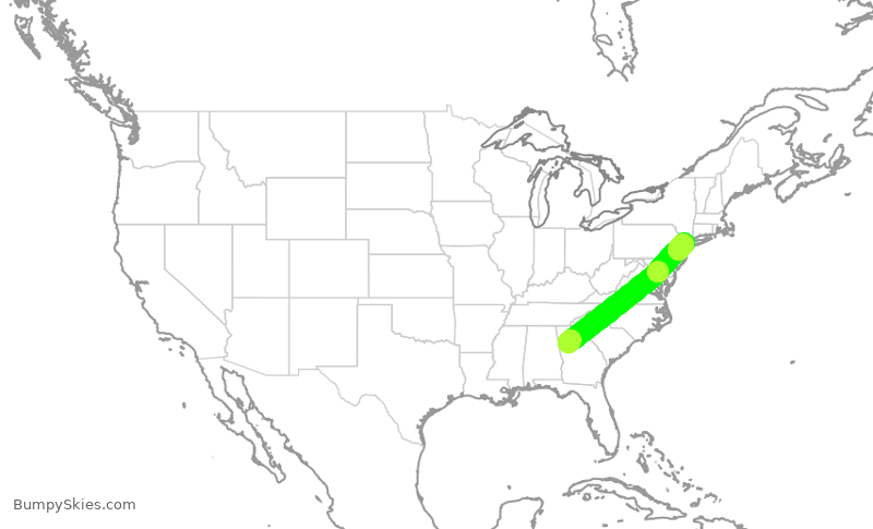 Turbulence forecast map for DAL2312, ATL to EWR