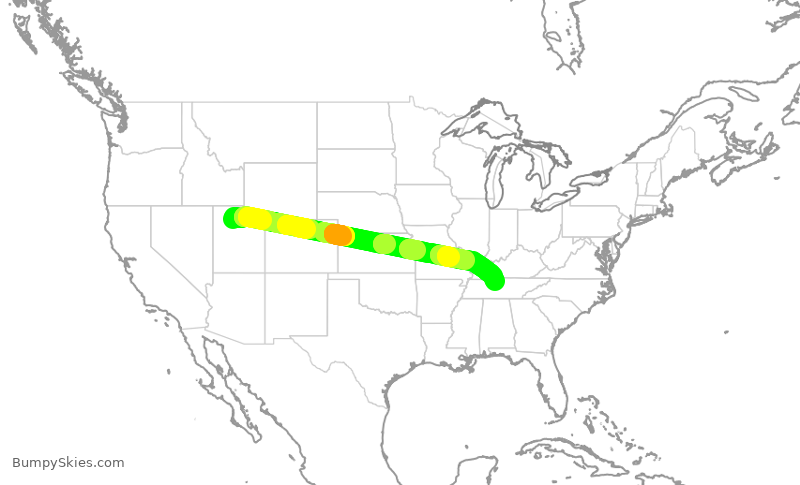 Turbulence forecast map for DAL2317, SLC to BNA