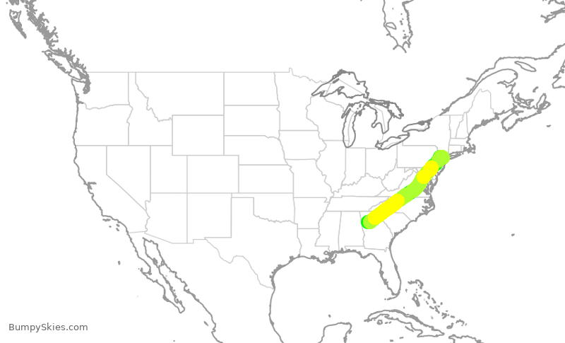 Turbulence forecast map for DAL2322, ATL to EWR