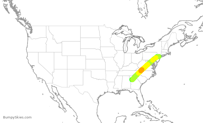 Turbulence forecast map for DAL2322, EWR to ATL