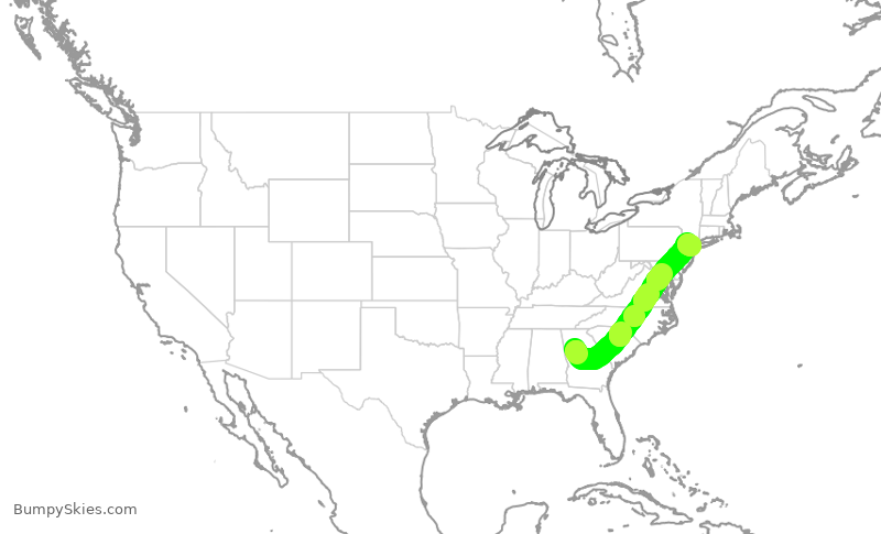 Turbulence forecast map for DAL2325, ATL to EWR