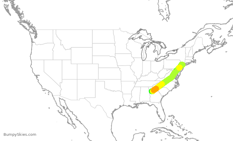 Turbulence forecast map for DAL2340, ATL to EWR